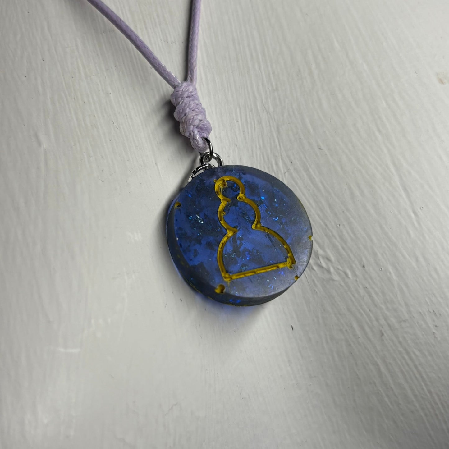 Blue Crystal Pawn - Handmade Resin Chess Necklace