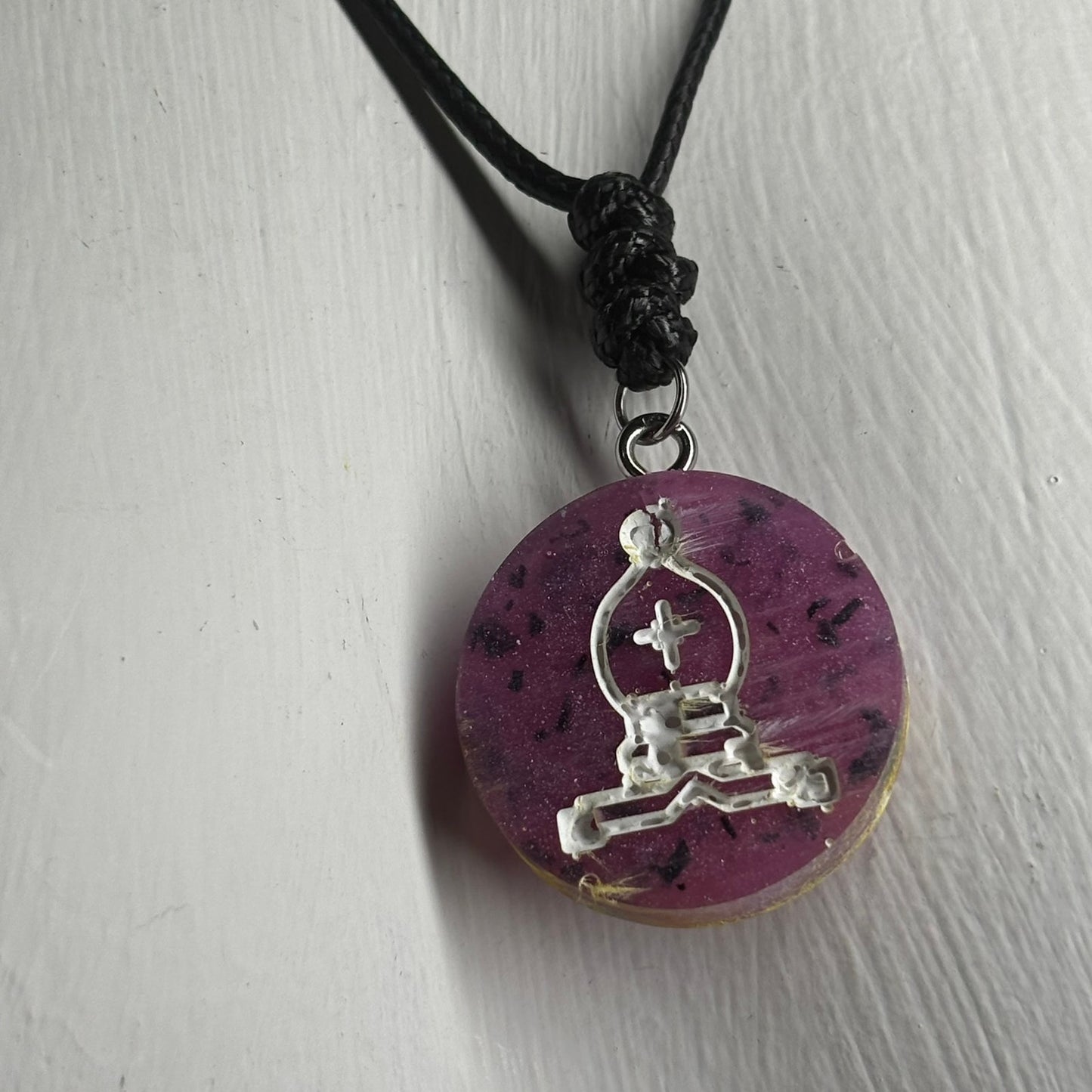 Spotted Purple Bishop - Handmade Resin Chess Necklace