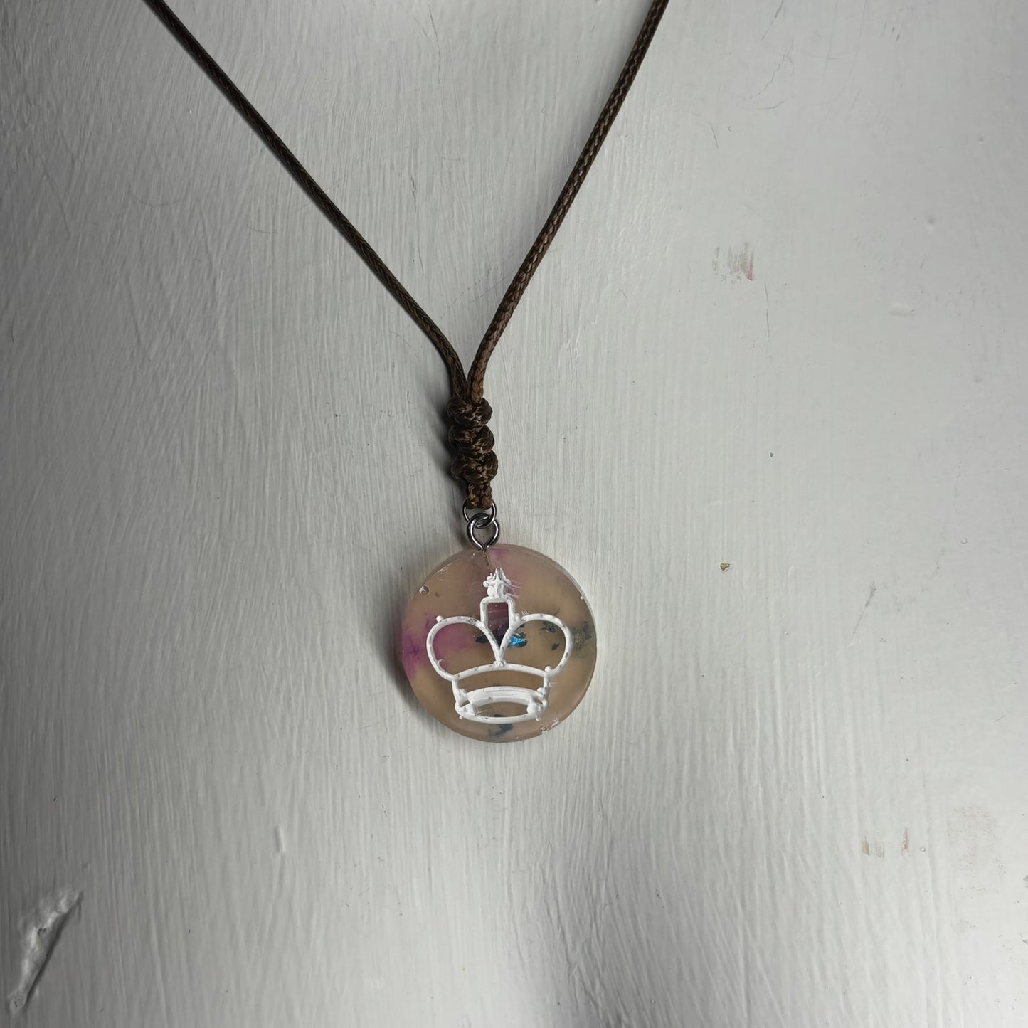 Creamy Mix King - Handmade Resin Chess Necklace