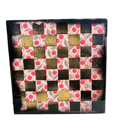 Golden Cherries - Resin Coated Chess Board