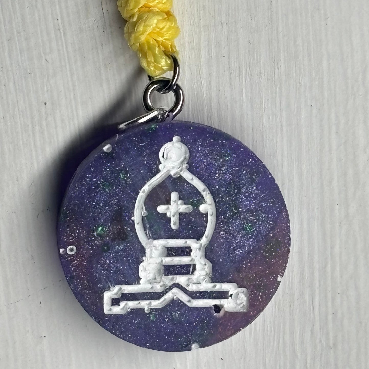 Space Purple Bishop - Handmade Resin Chess Necklace