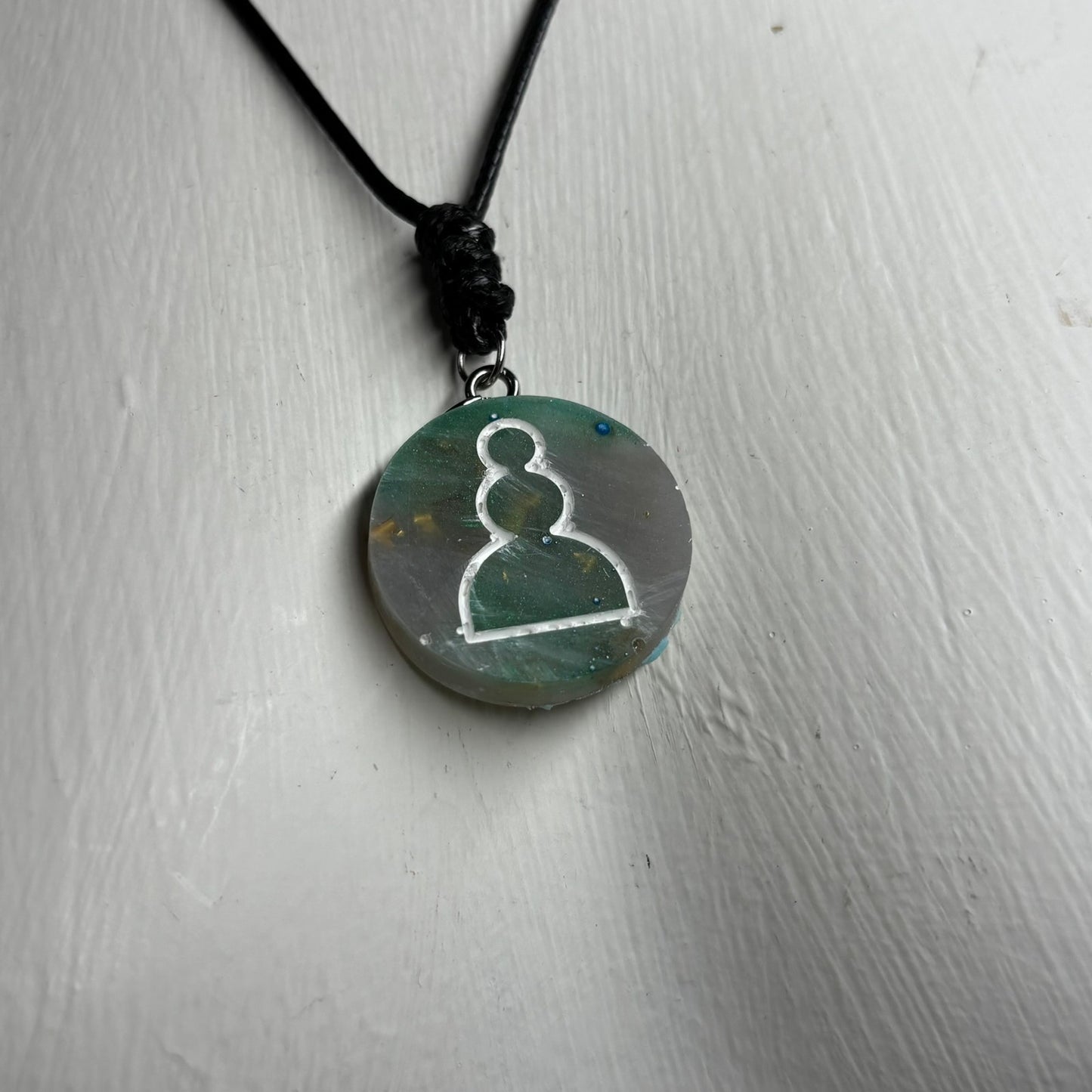 Moon Green Pawn - Handmade Resin Chess Necklace