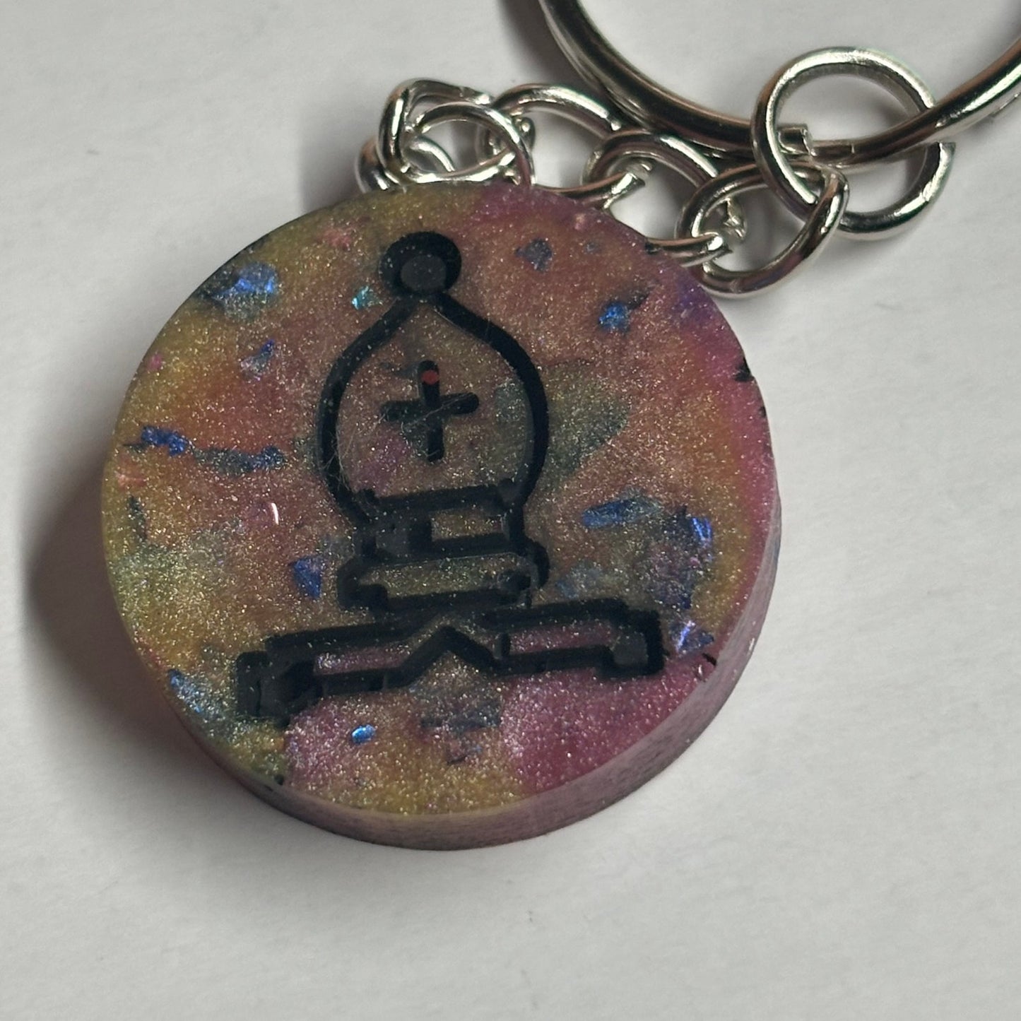 Dark Color Mixed Bishop - Handmade Resin Keychain