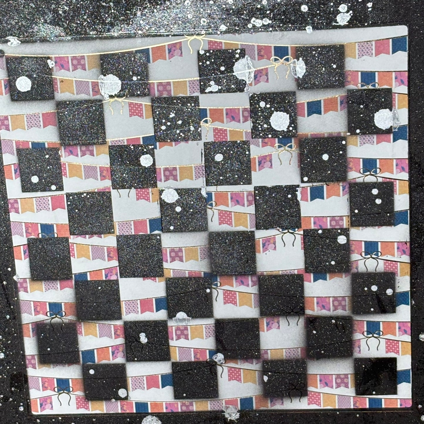 Rainbow Banner Chrome Drip - Large Scrapbook Chess Board