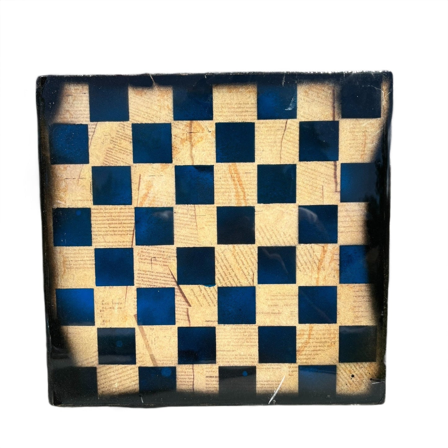 Blue Scrolls - Resin Coated Chess Board