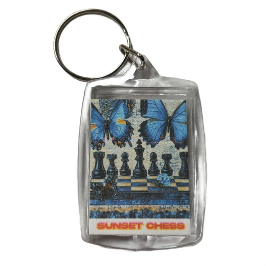 Blue Butterflies - Chess  Photo Keychain