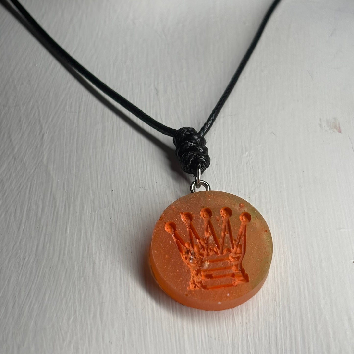 Sunset Orange Queen - Handmade Resin Chess Necklace