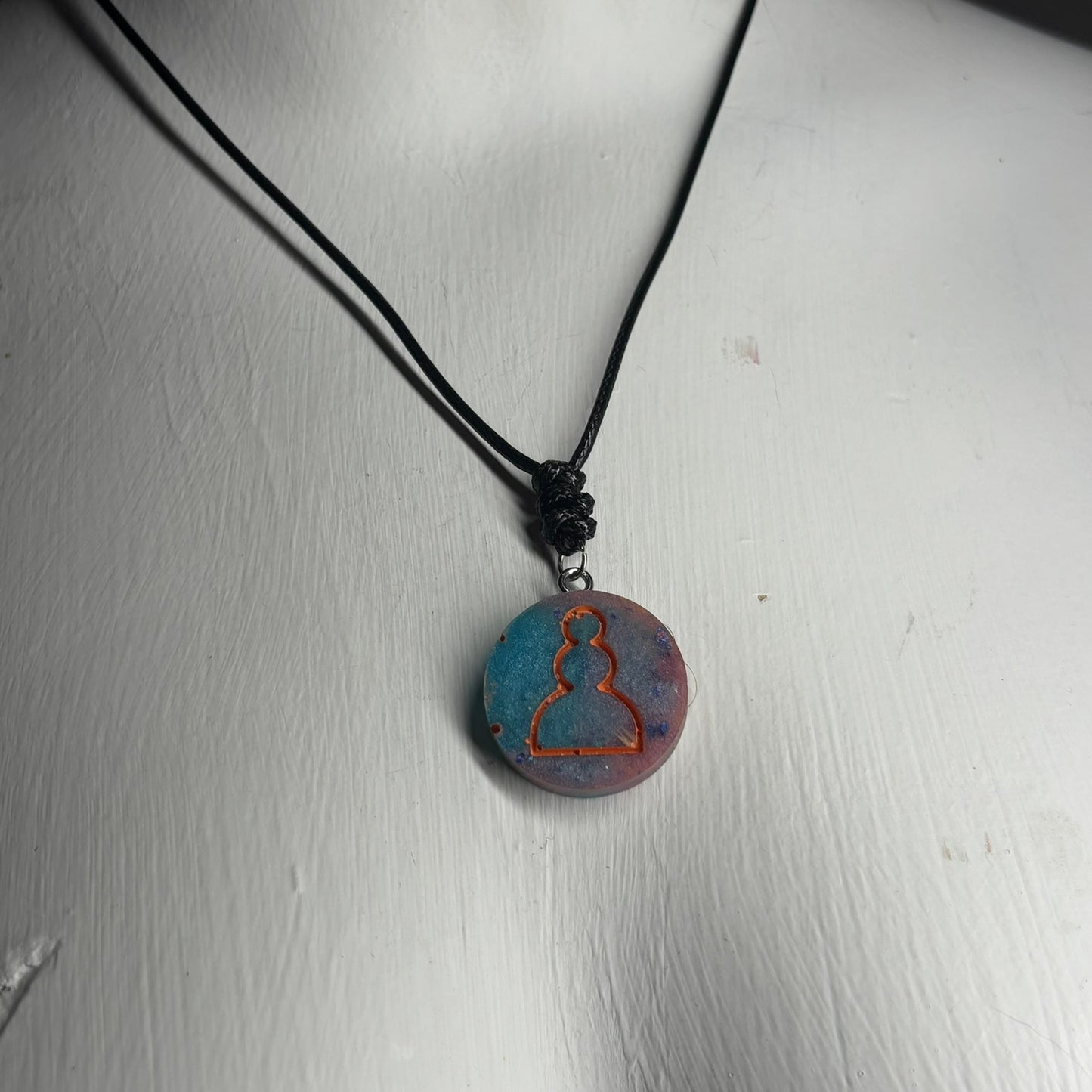 Cosmic Pawn - Handmade Resin Chess Necklace