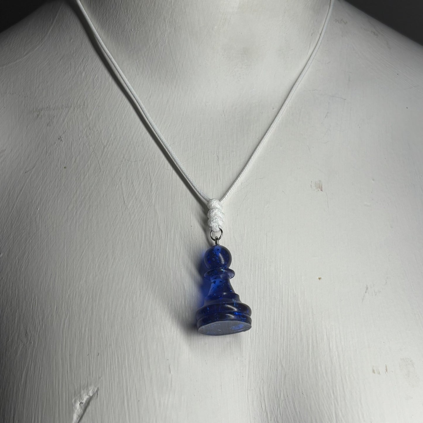 Deep Blue Pawn - Handmade Resin Chess Necklace