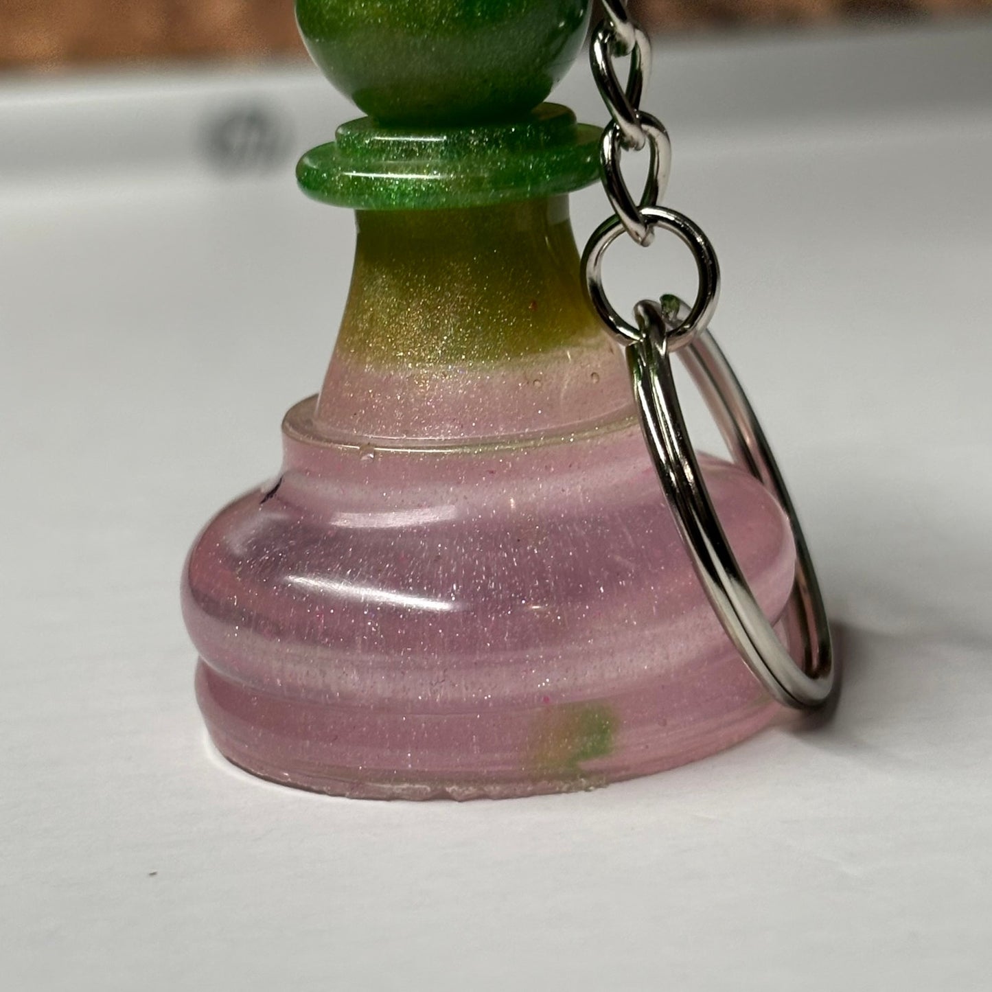 Pink Bottom Pawn - Handmade Resin Keychain - Large Edition