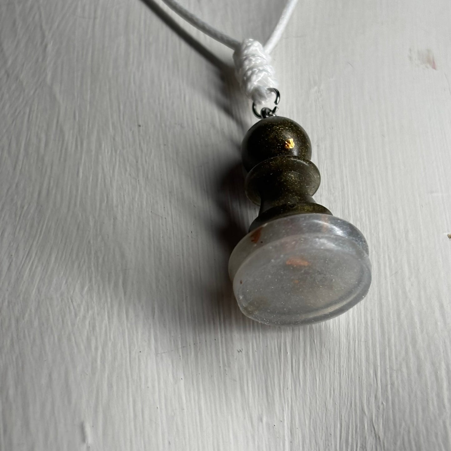 Vintage Green Pawn - Handmade Resin Chess Necklace