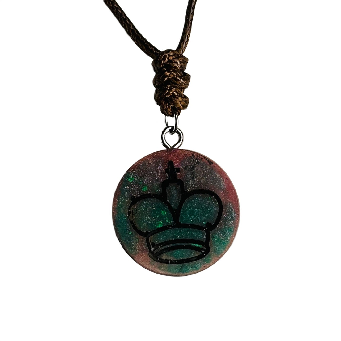 Galaxy Green King - Handmade Resin Chess Necklace
