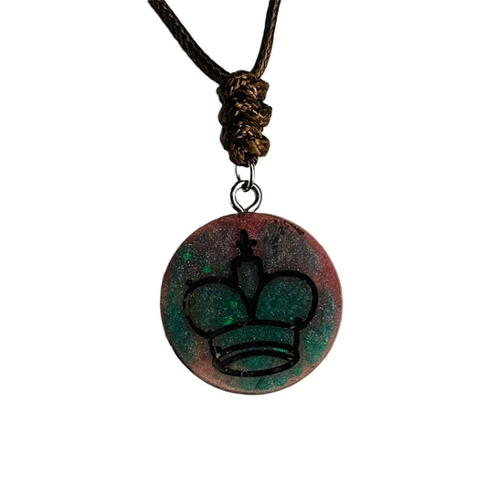 Galaxy Green King - Handmade Resin Chess Necklace