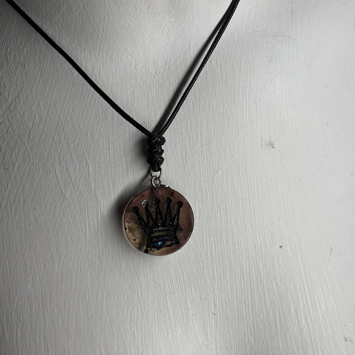 Coffee Brown Queen - Handmade Resin Chess Necklace