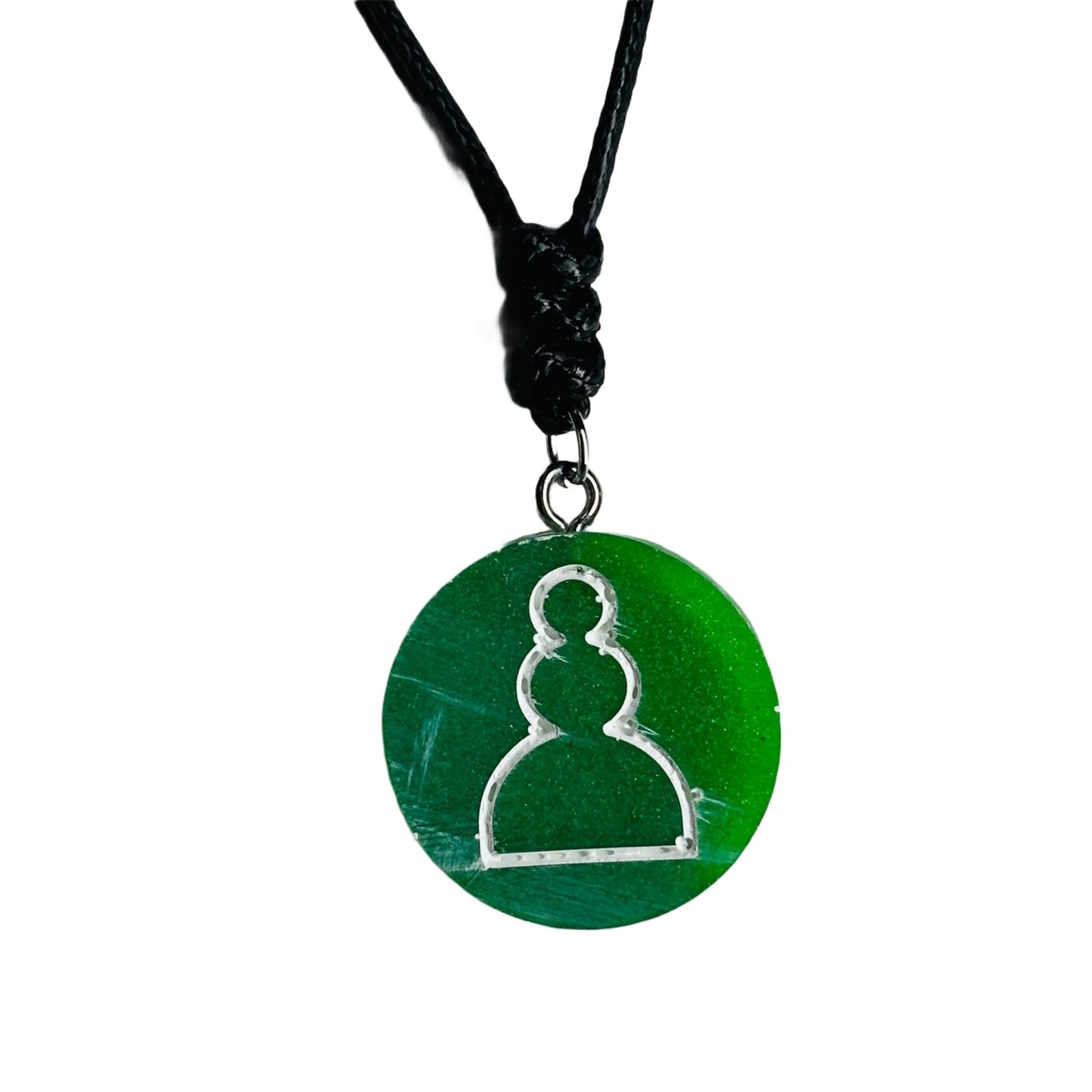 Simple Green Pawn - Handmade Resin Chess Necklace