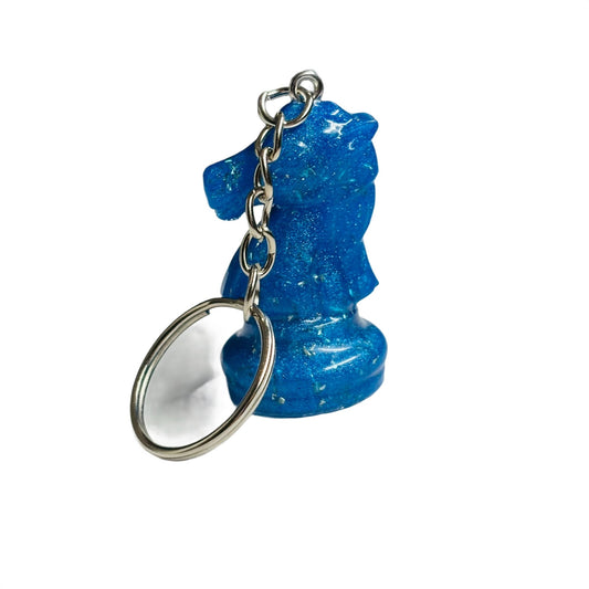 Shiny Blue Knight - Handmade Resin Keychain