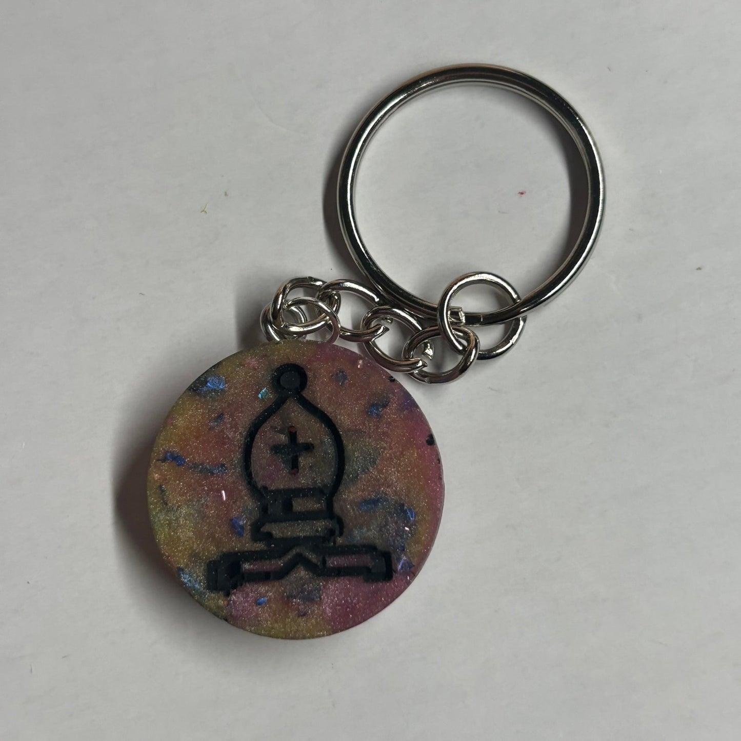 Dark Color Mixed Bishop - Handmade Resin Keychain