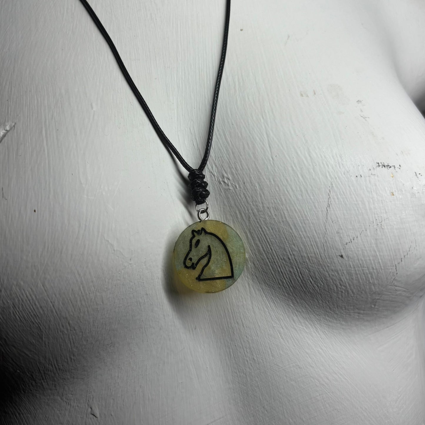 Mesh Green Knight - Handmade Resin Chess Necklace