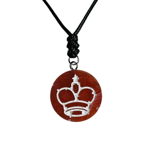Hot Orange King - Handmade Resin Chess Necklace