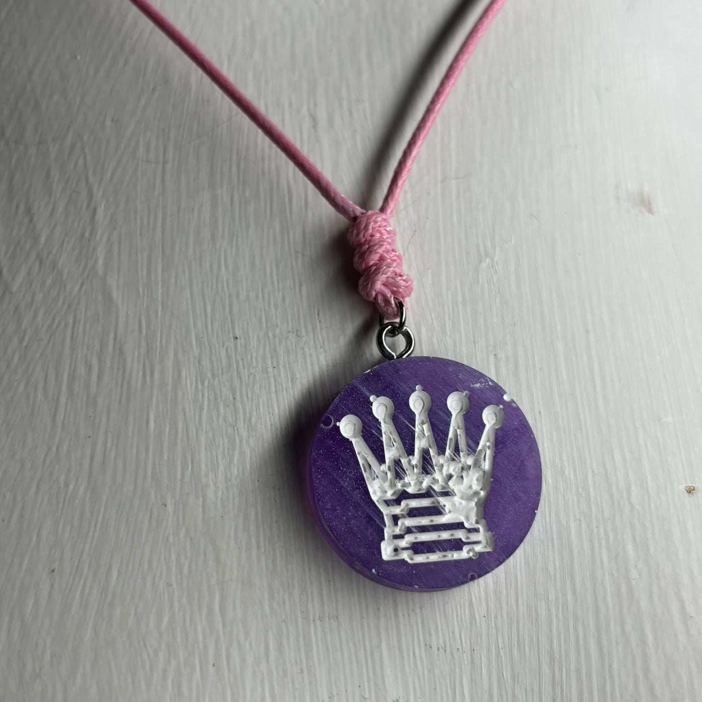 Purple Pink Queen - Handmade Resin Chess Necklace