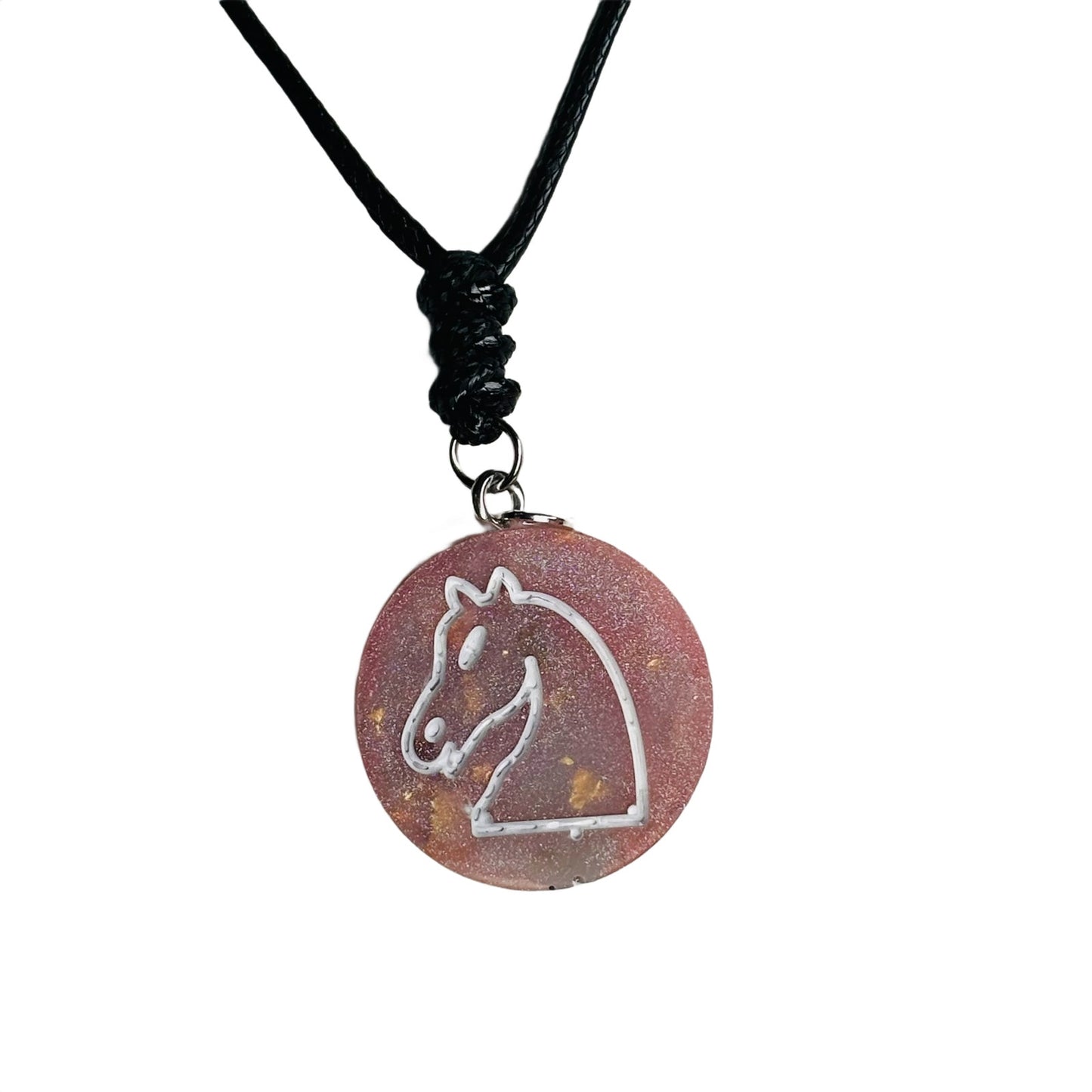 Classic Pink Knight - Handmade Resin Chess Necklace