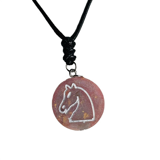 Classic Pink Knight - Handmade Resin Chess Necklace