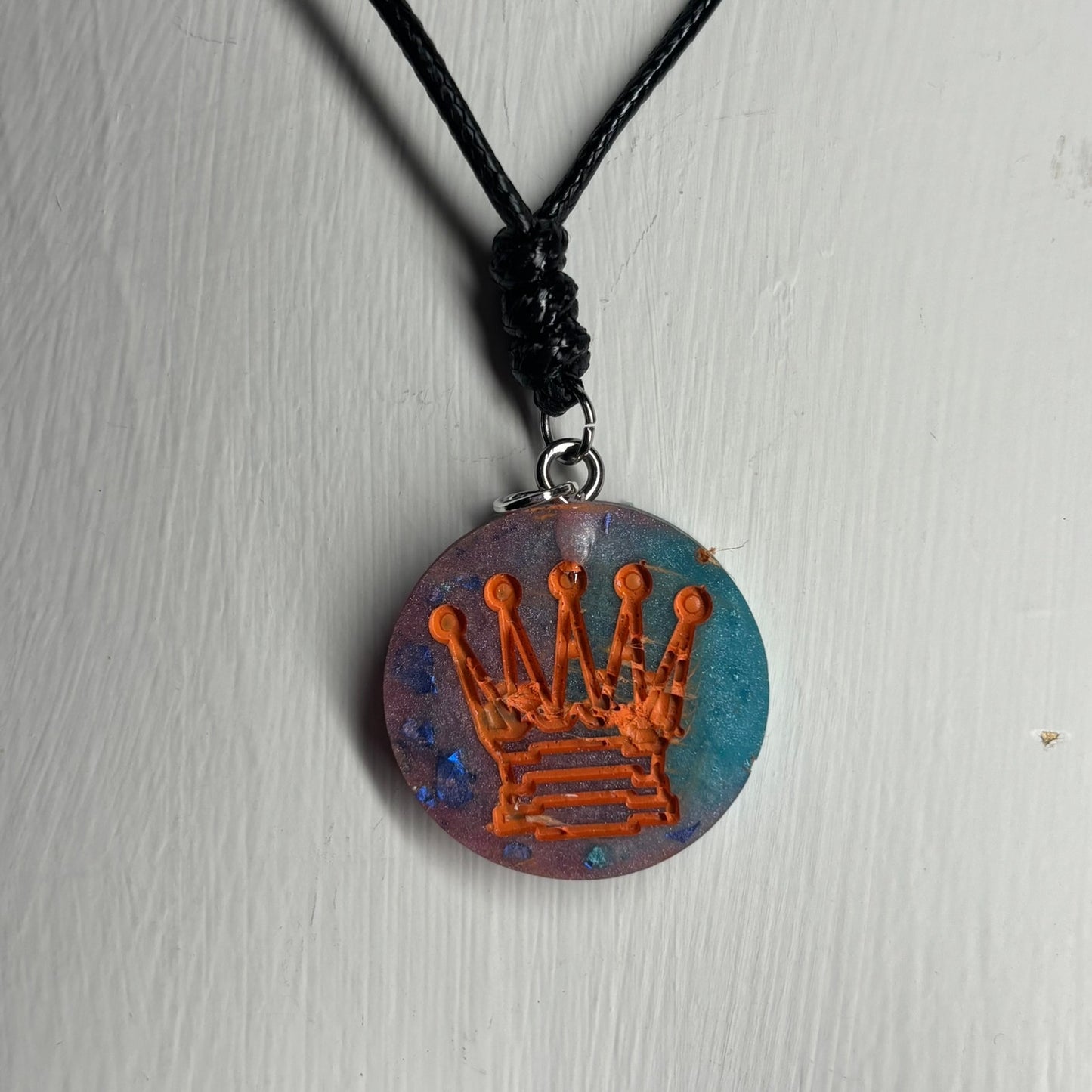 Miami Orange Queen - Handmade Resin Chess Necklace