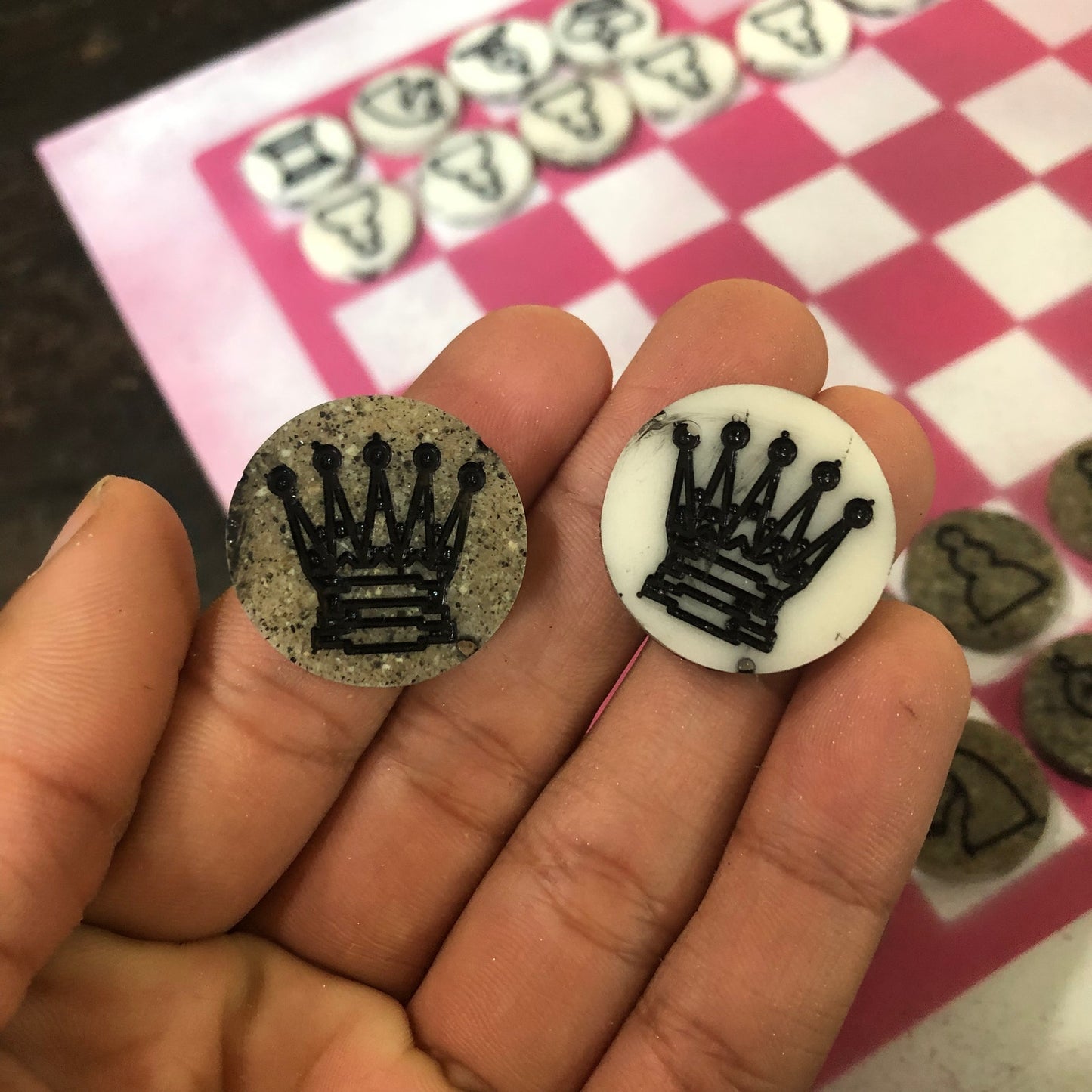 Pink & White - Painted Chess Set
