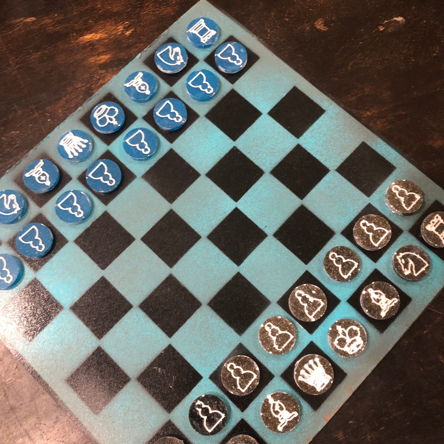 Cold Blue - Painted Chess Set