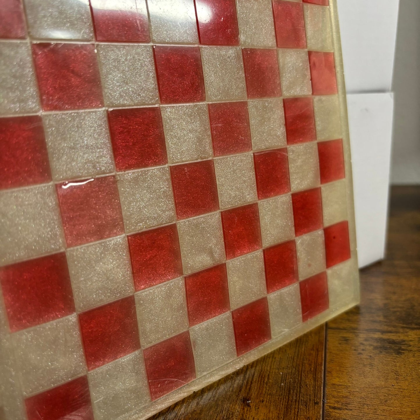 Cream White & Red - Resin Chess Board