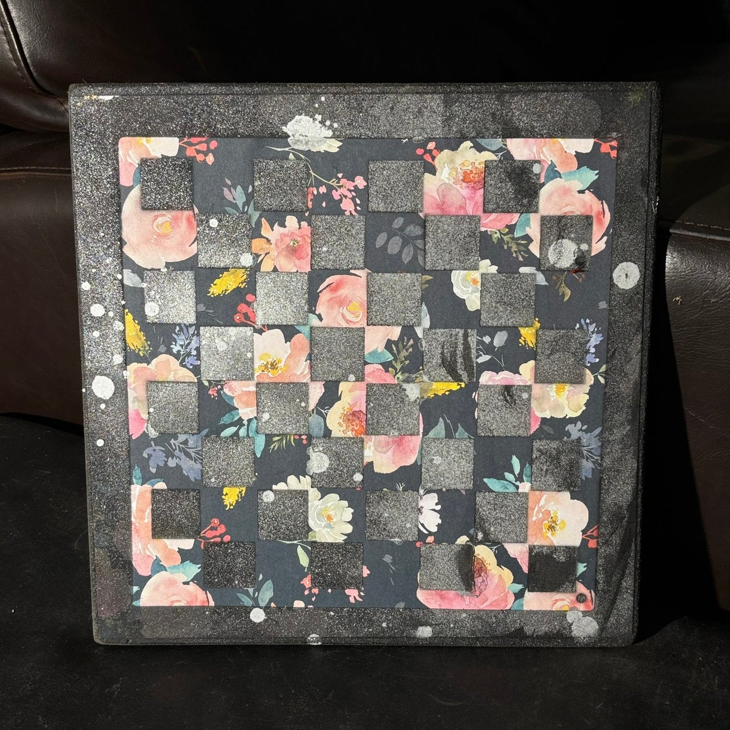 Vintage Flowers - Scrapbook Chess Board