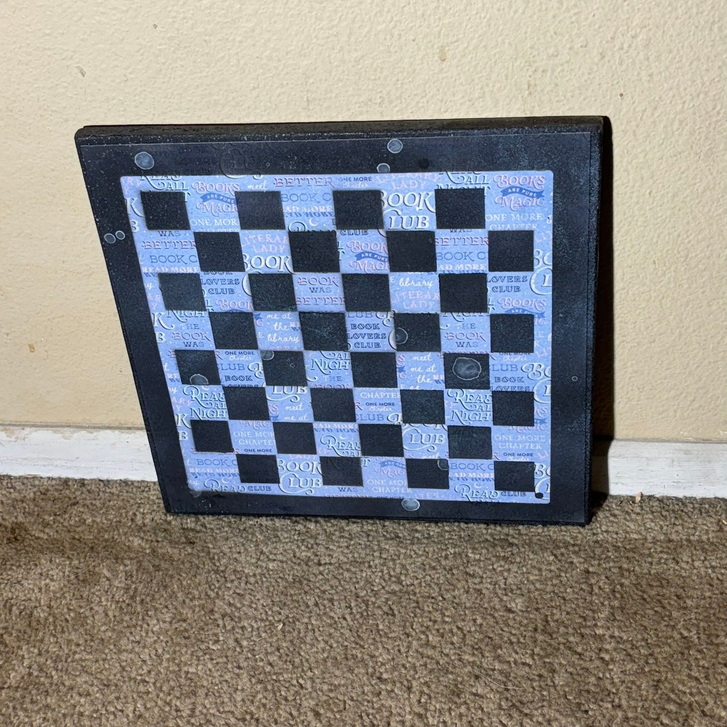 Blue & Black Wording - Scrapbook Chess Board