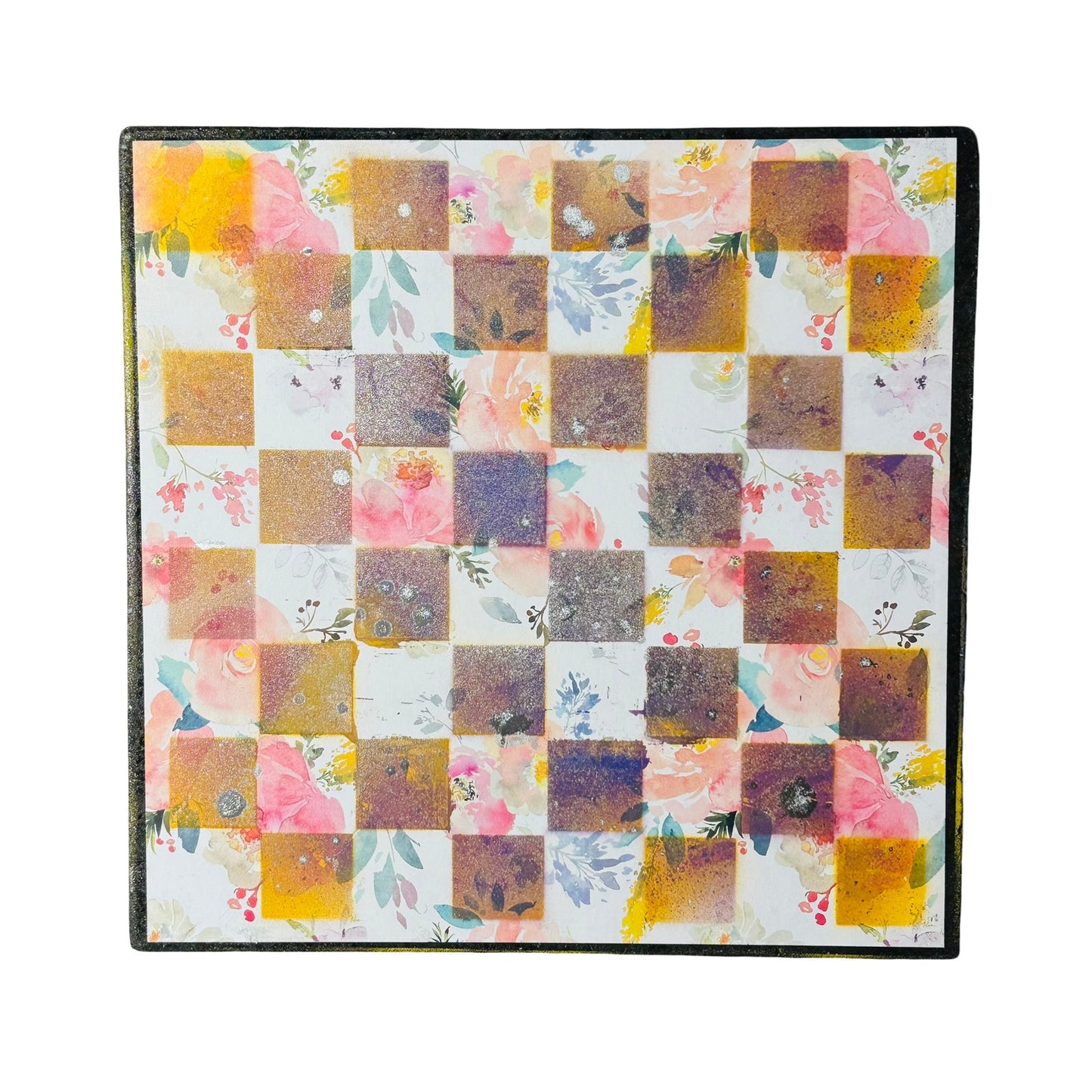 Yellow & Purple Flowers - Scrapbook Chess Board