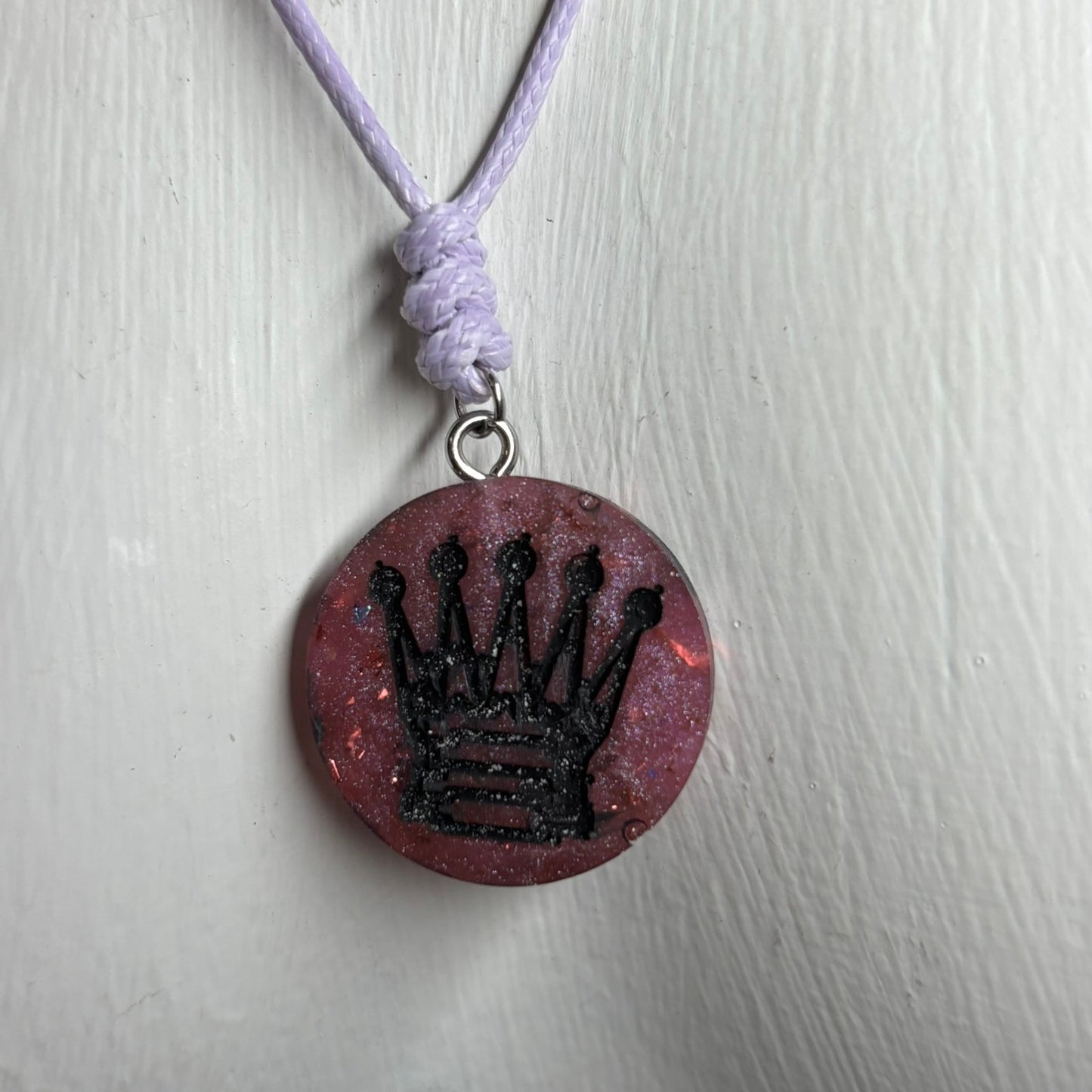 Supreme Dark Purple Queen - Handmade Resin Chess Necklace