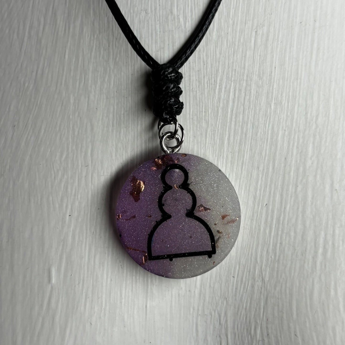Purple Crystal Pawn - Handmade Resin Chess Necklace