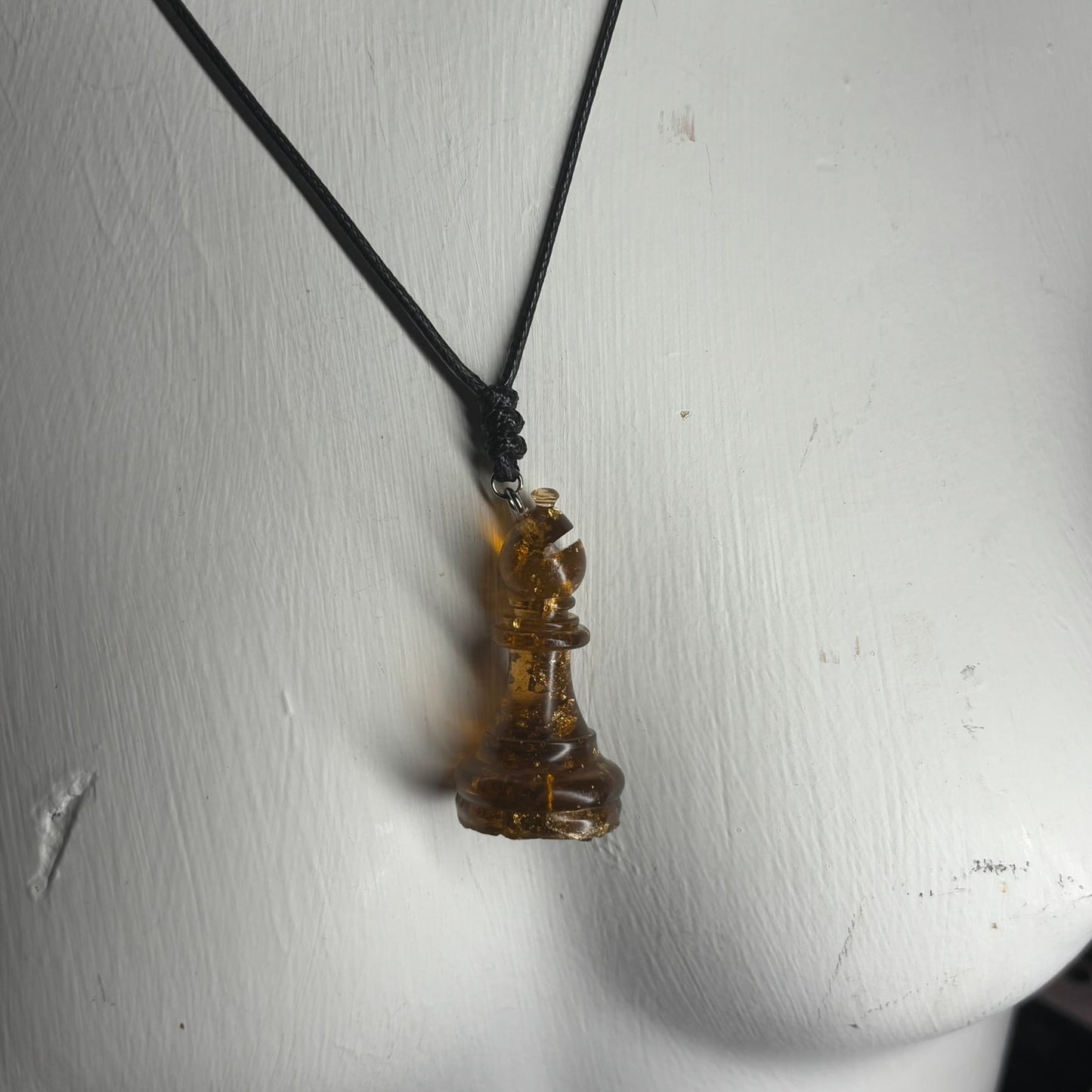 Amber Bishop - Handmade Resin Chess Necklace