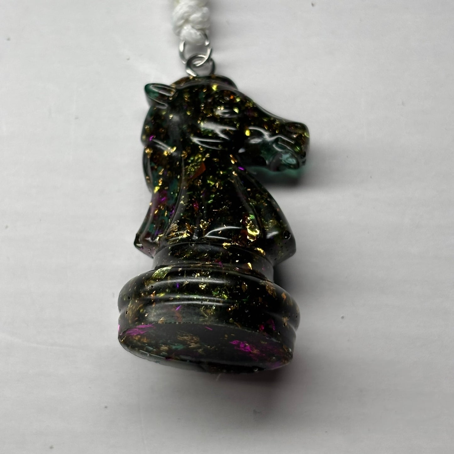 Crystal Dark Forest Knight- Handmade Resin Chess Necklace