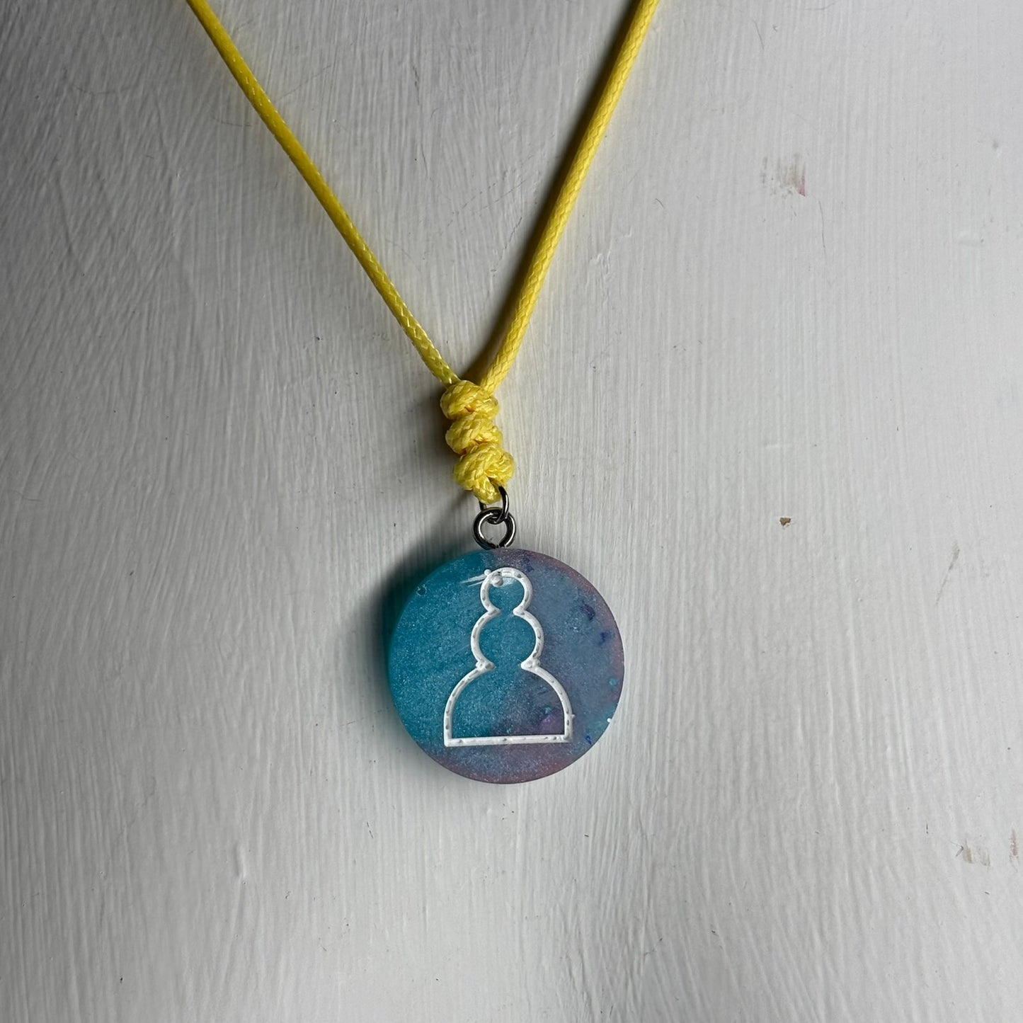 Bright Blue Pawn - Handmade Resin Chess Necklace