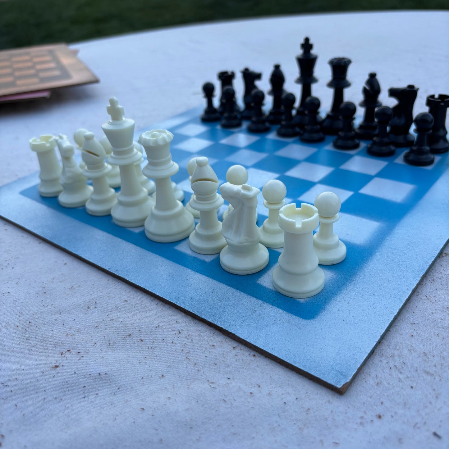 Blue & White - Painted Chess Set