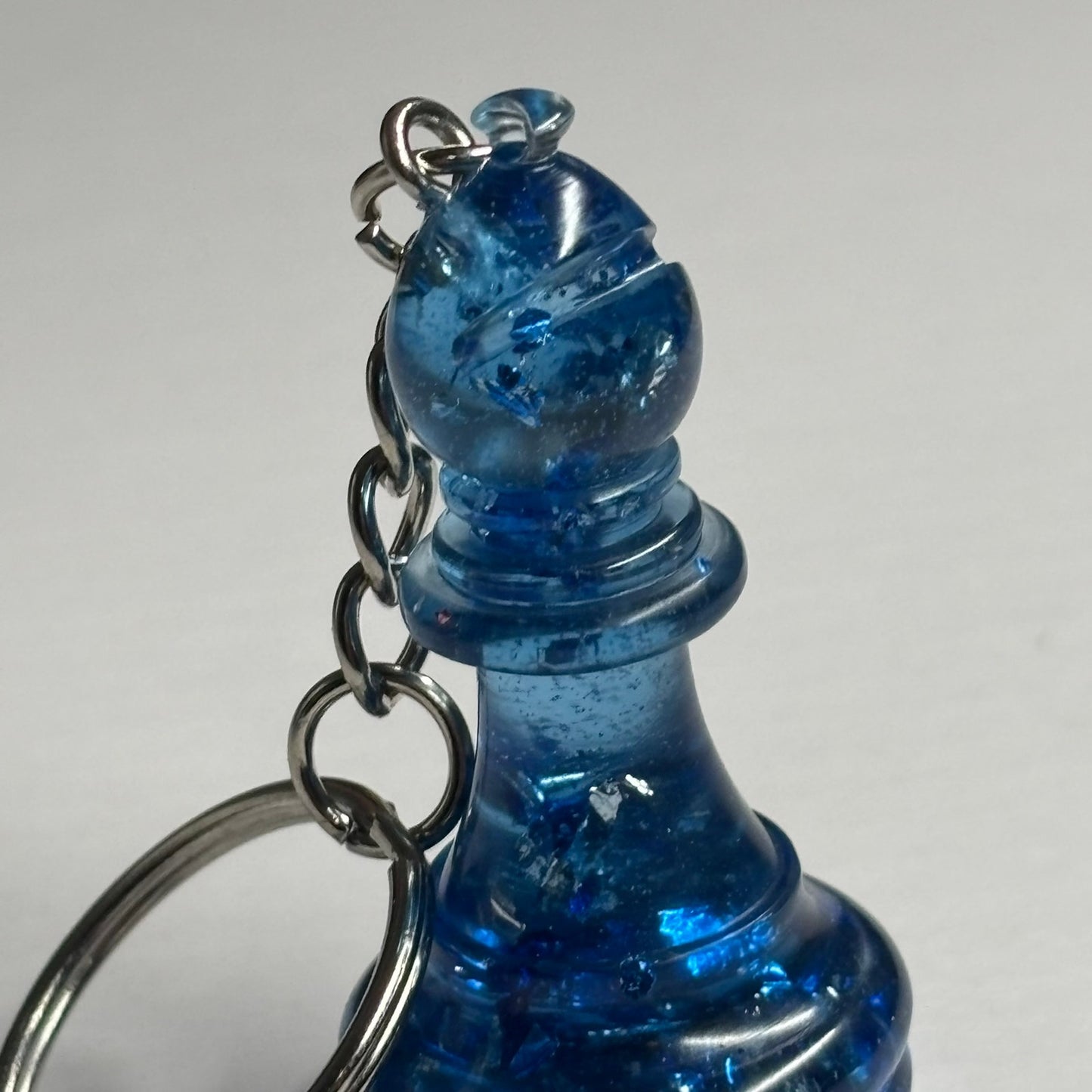 Crystal Blue Bishop - Handmade Resin Keychain