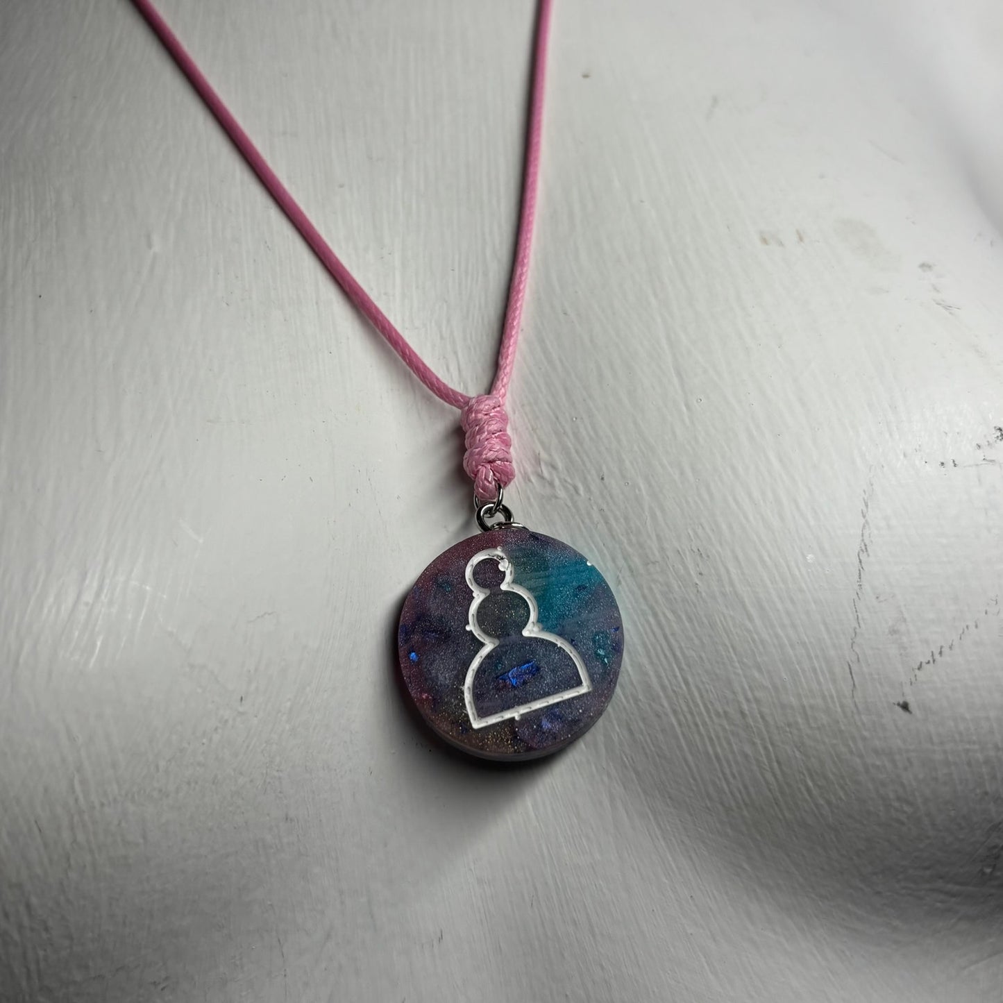Cotton Candy Blue/Pink Pawn - Handmade Resin Chess Necklace