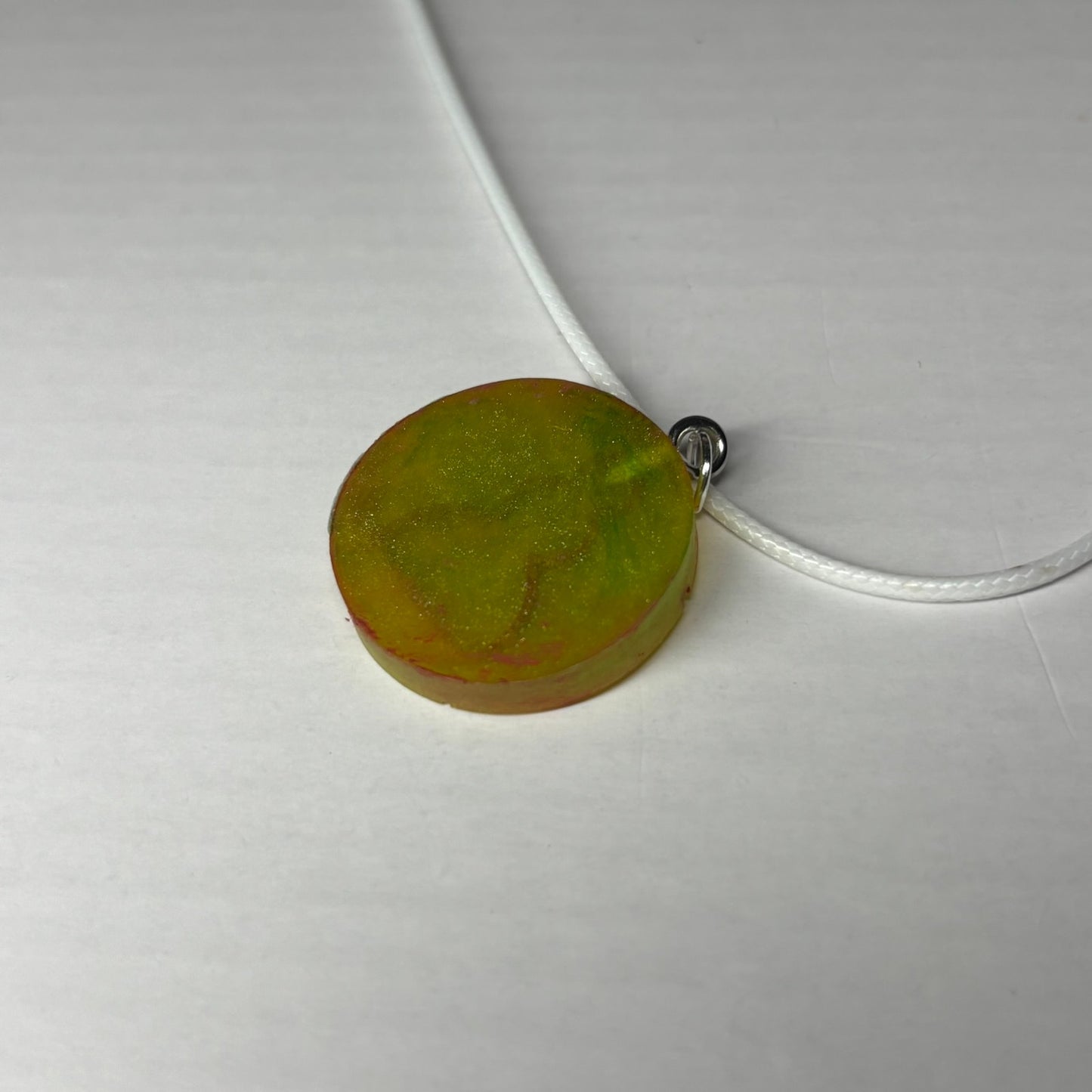 Lime Green Red Print Pawn - Handmade Resin Chess Necklace