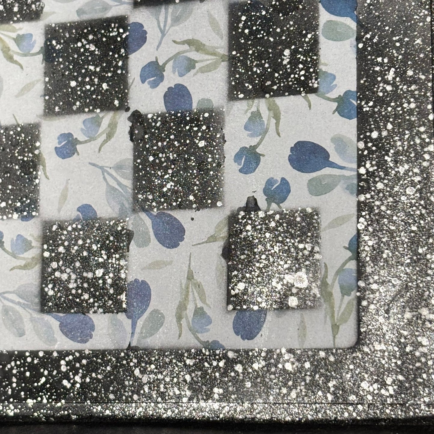 Blue Flowers - Scrapbook Chess Board