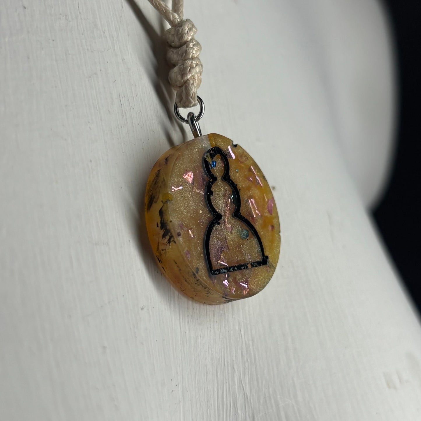 Royal Yellow Pawn - Handmade Resin Chess Necklace