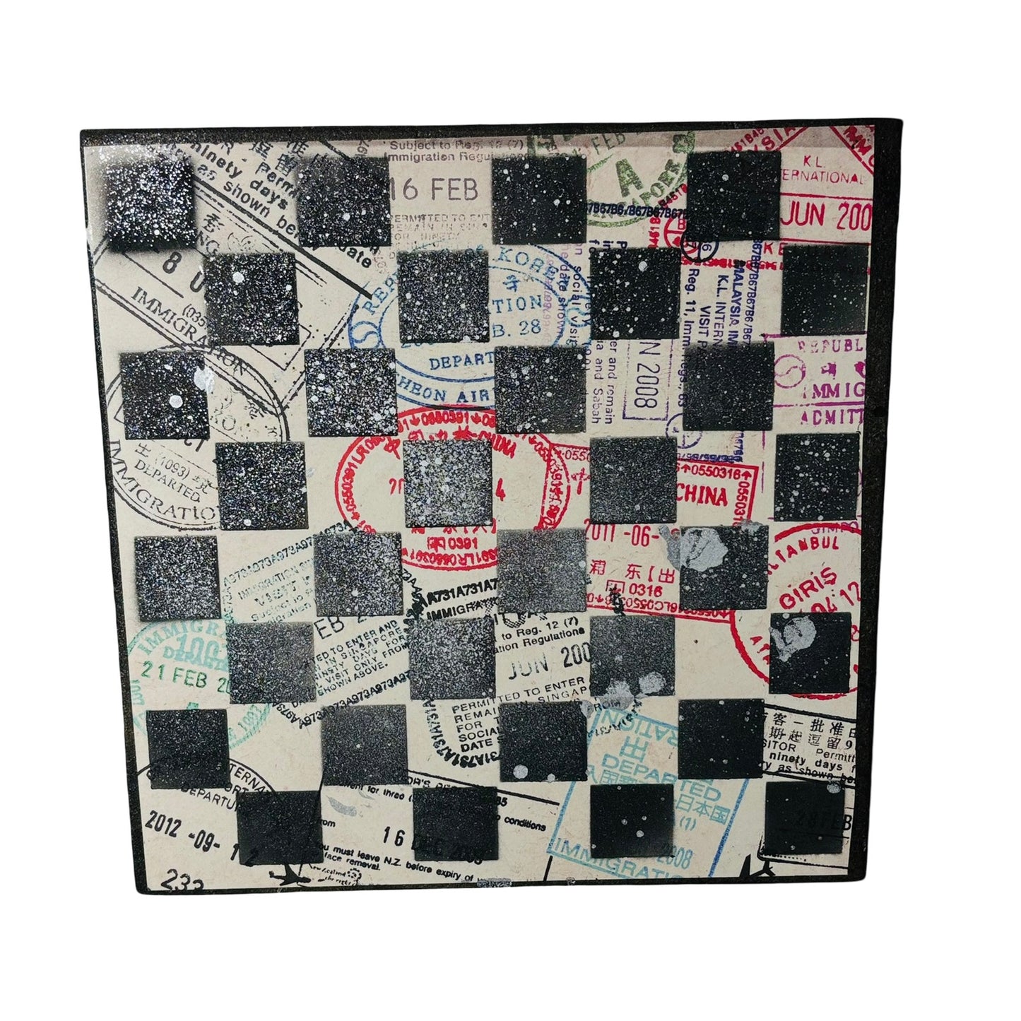 Vintage Stamps - Scrapbook Chess Board
