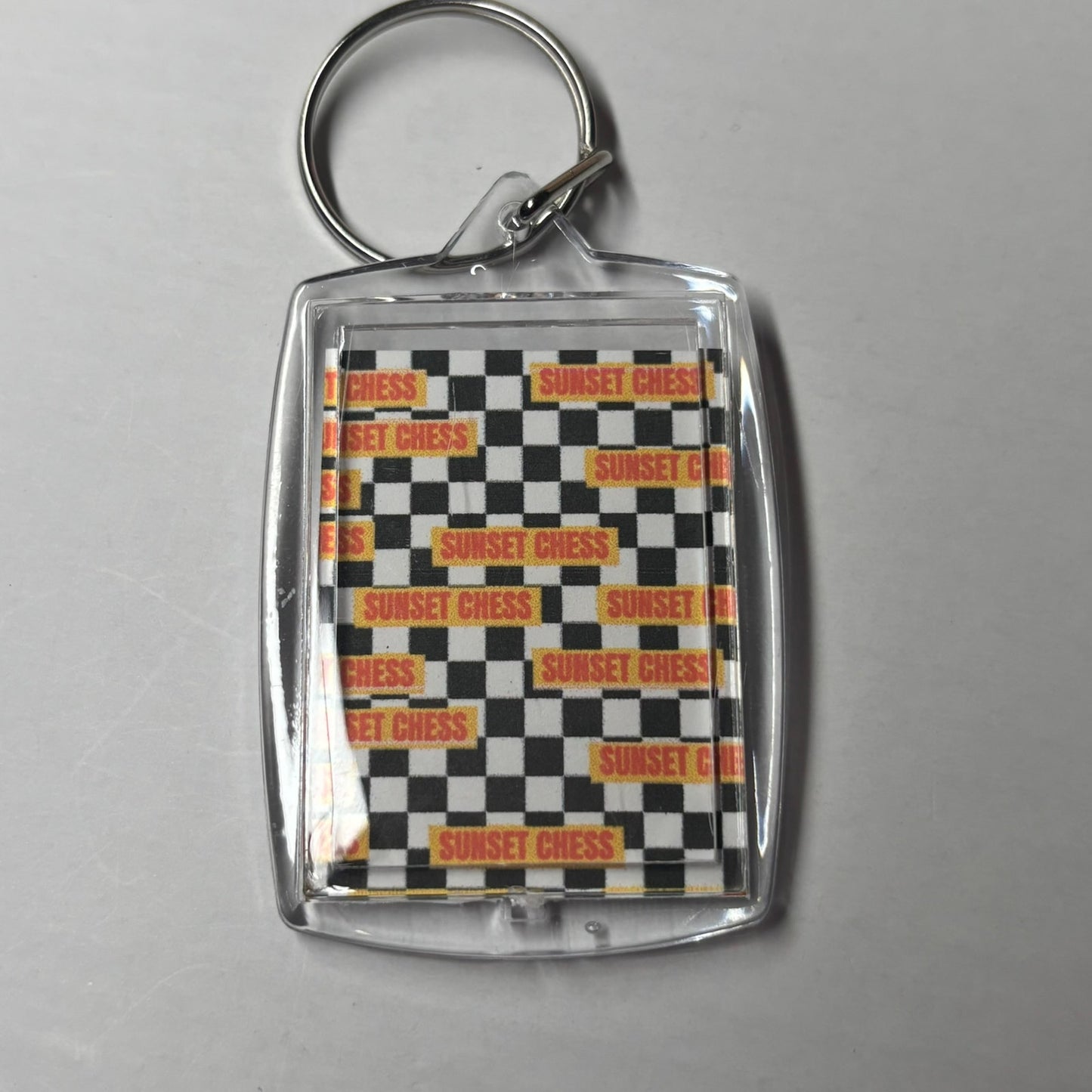 Hooded Mask Man - Sunset Chess Photo Keychain