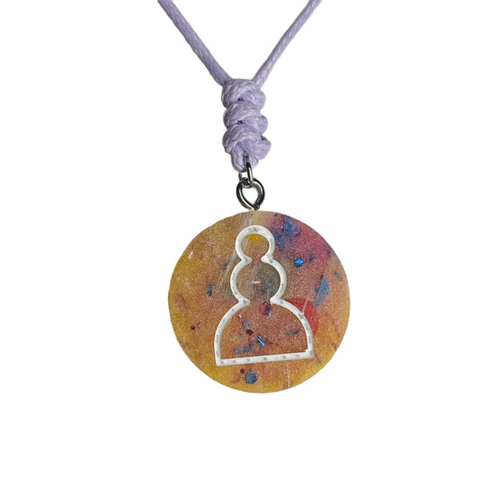 Sunset Yellow Pawn - Handmade Resin Chess Necklace