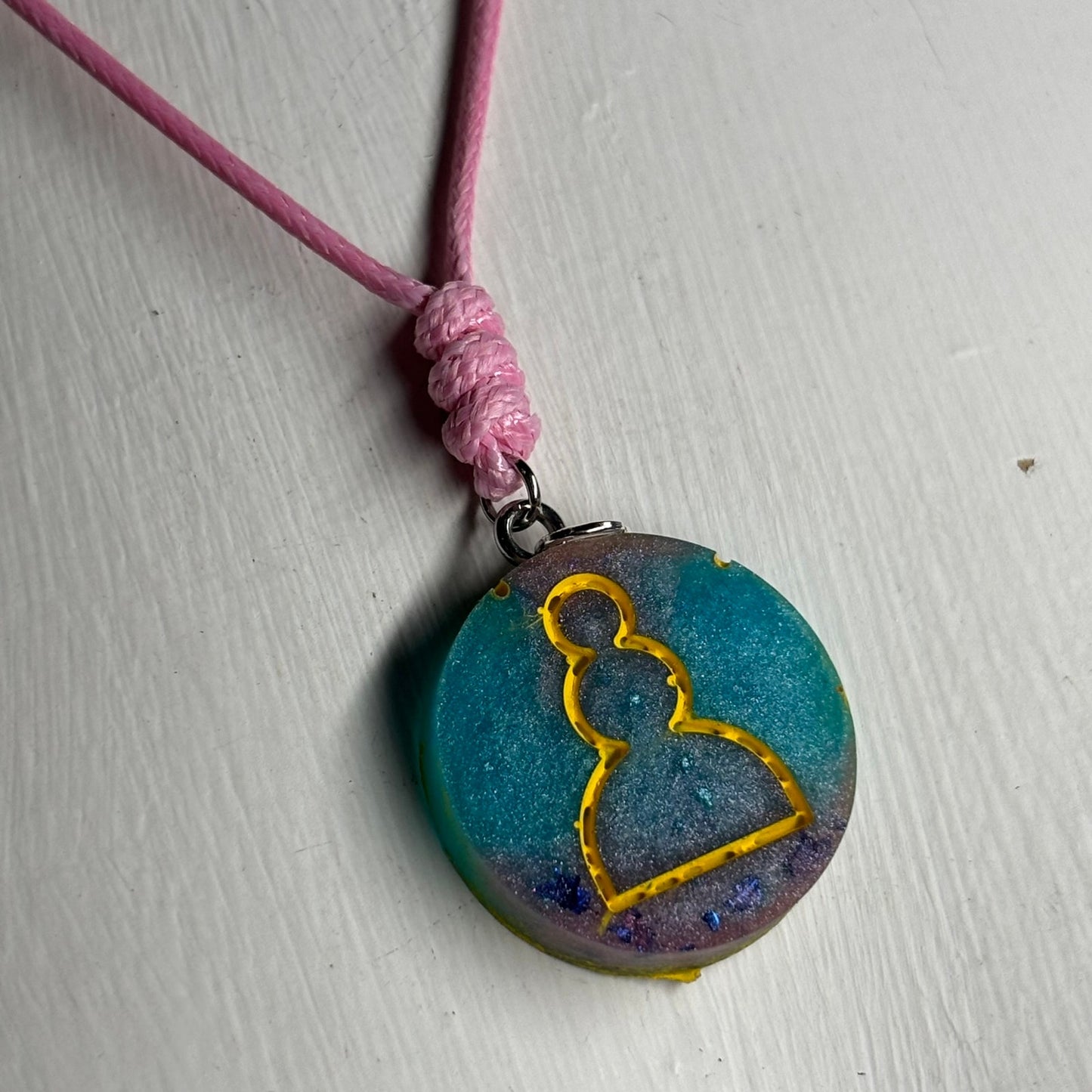 Miami Blue Pawn - Handmade Resin Chess Necklace