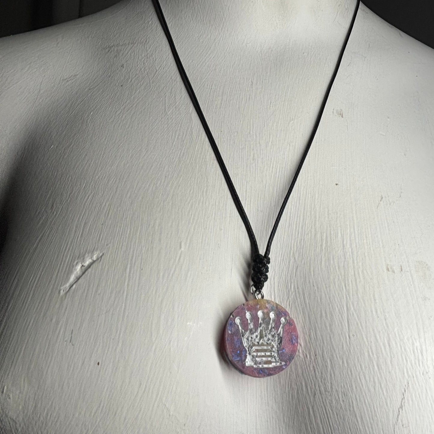 Crystal Pink Queen - Handmade Resin Chess Necklace