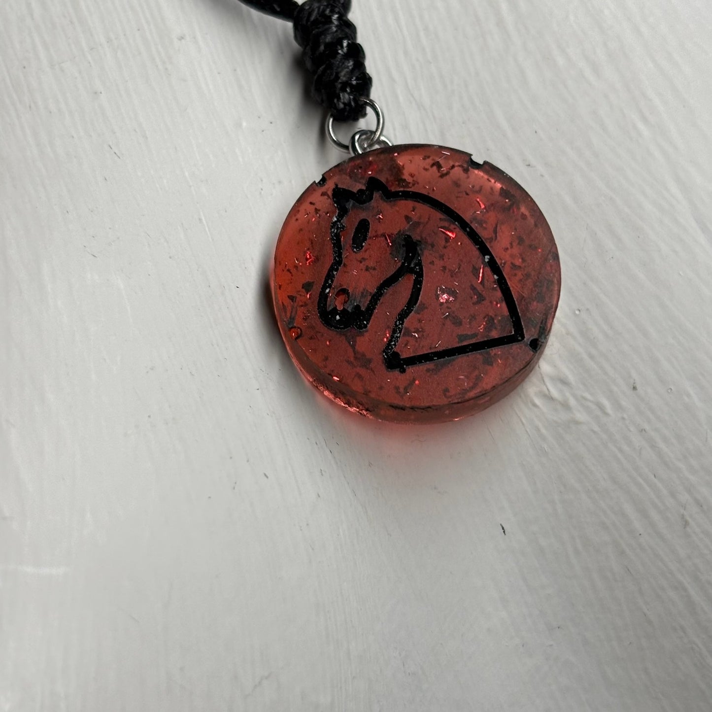 Classic Red Knight - Handmade Resin Chess Necklace